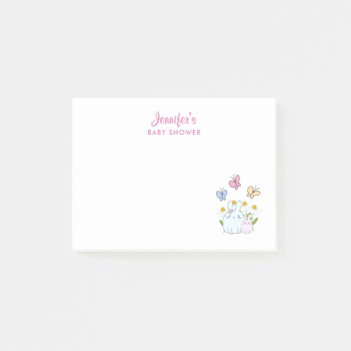 Bunnies Butterflies  Daisies Baby Shower Post_it Notes