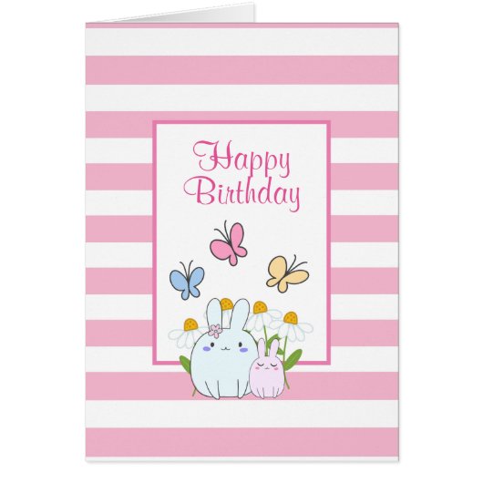Bunnies, Butterflies & Daisies Happy Birthday (Front)