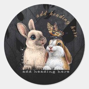 Bunnies & Butterfly Round Sticker
