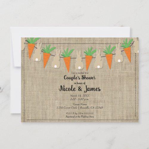Bunnies  Carrots Easter Bridal Couples Shower  Invitation