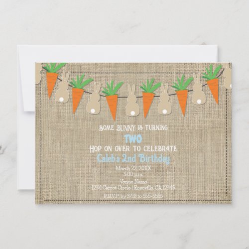 Bunnies  Carrots Easter Garland Birthday Party Invitation