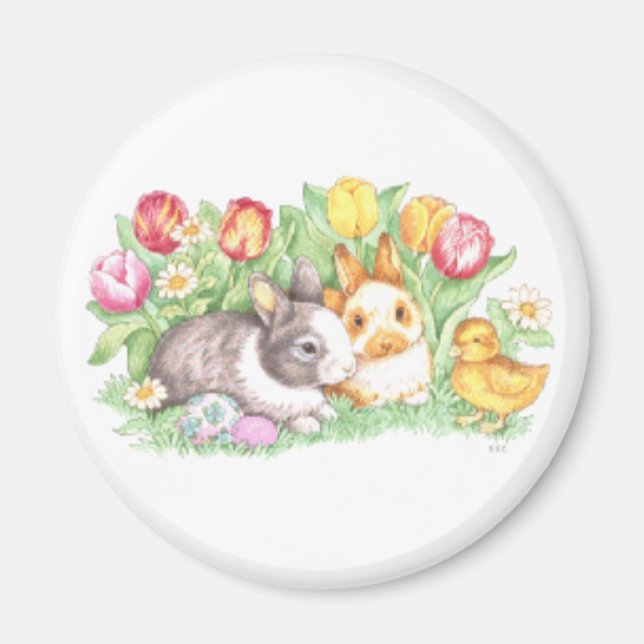 Bunnies & Chick, Easter Bunny Magnet (Front)
