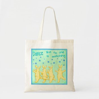 Bunnies Dance Like No One's Watching Yellow Green Tote Bag by phyllisdobbs at Zazzle