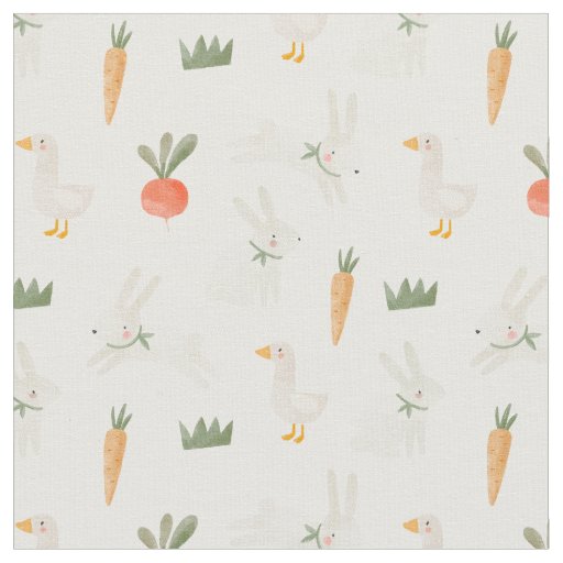 Bunnies & Ducks on the Farm Pattern Fabric