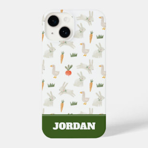 Bunnies & Ducks on the Farm Pattern iPhone 14 Case