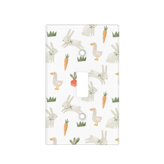 Bunnies & Ducks on the Farm Pattern Light Switch Cover (Front)