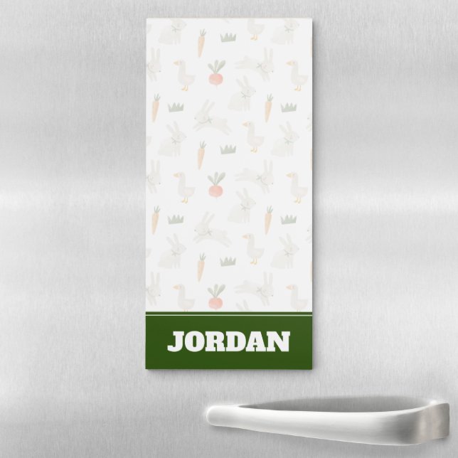 Bunnies & Ducks on the Farm Pattern Magnetic Notepad (In Situ)