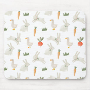 Bunnies & Ducks on the Farm Pattern Mouse Pad