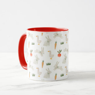 Bunnies & Ducks on the Farm Pattern Mug