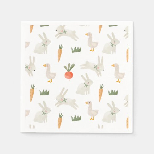 Bunnies  Ducks on the Farm Pattern Napkins