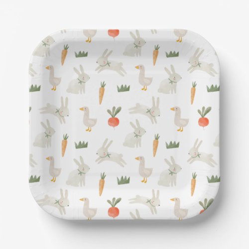 Bunnies  Ducks on the Farm Pattern Paper Plates