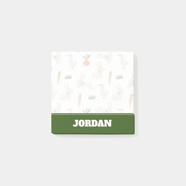 Bunnies & Ducks on the Farm Pattern Post-it Notes (Front)