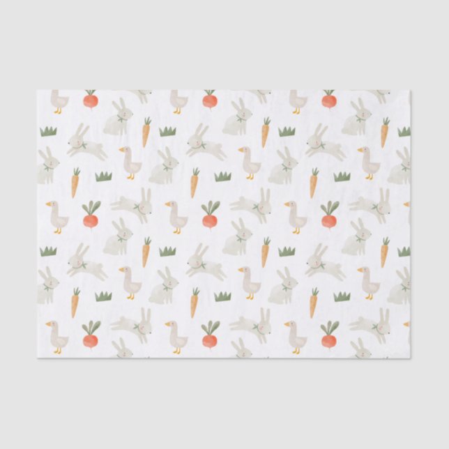 Bunnies & Ducks on the Farm Pattern Tissue Paper (Front)