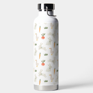 Bunnies & Ducks on the Farm Pattern Water Bottle