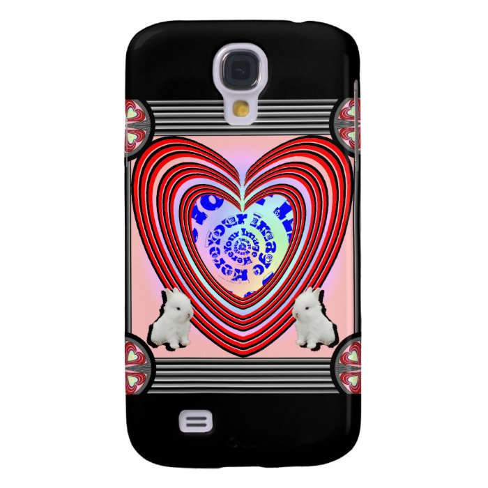 Bunnies Heart Frame Big Transparent Galaxy S4 Cases