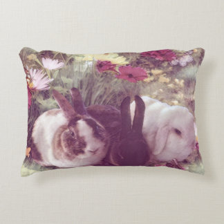 Bunnies in a Garden Accent Pillow