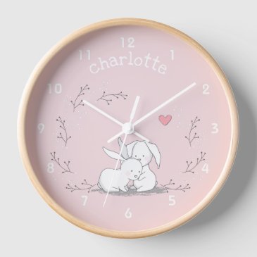 Bunnies in a Wreath - Cute Pink Nursery / Kids 