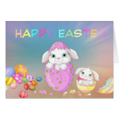 Bunnies In Eggs Easter Card (Front Horizontal)