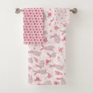 Bunnies in Flower Field Towel Set