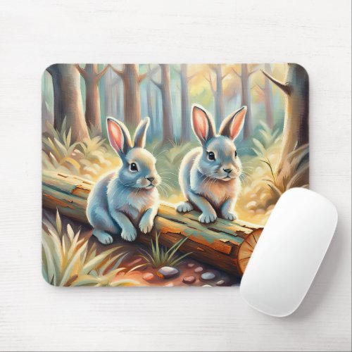 Bunnies In Forest Mouse Pad