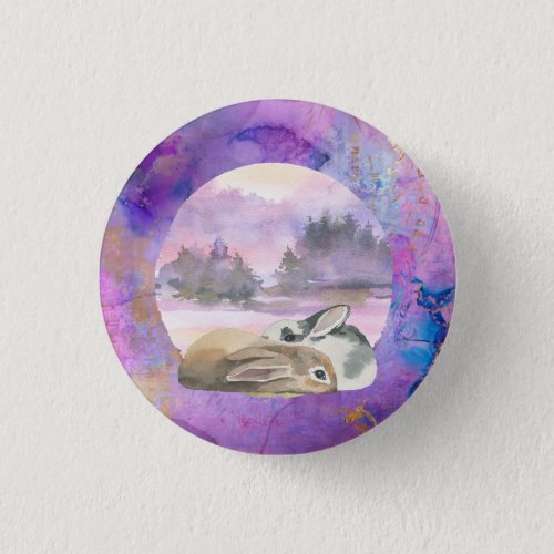 Bunnies in Lavender Dream Button