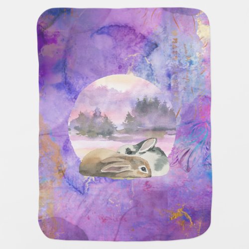 Bunnies in Lavender Dream Fleece Blanket