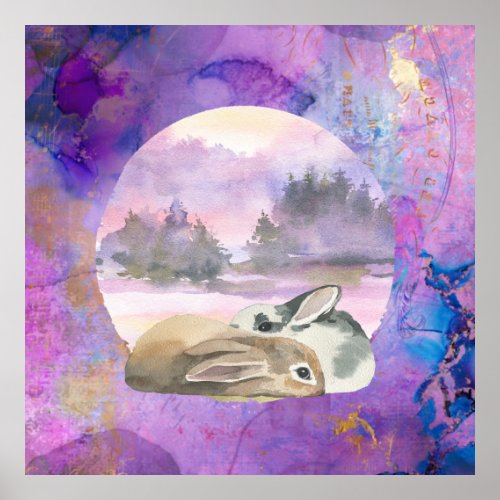 Bunnies in Lavender Dream  Poster