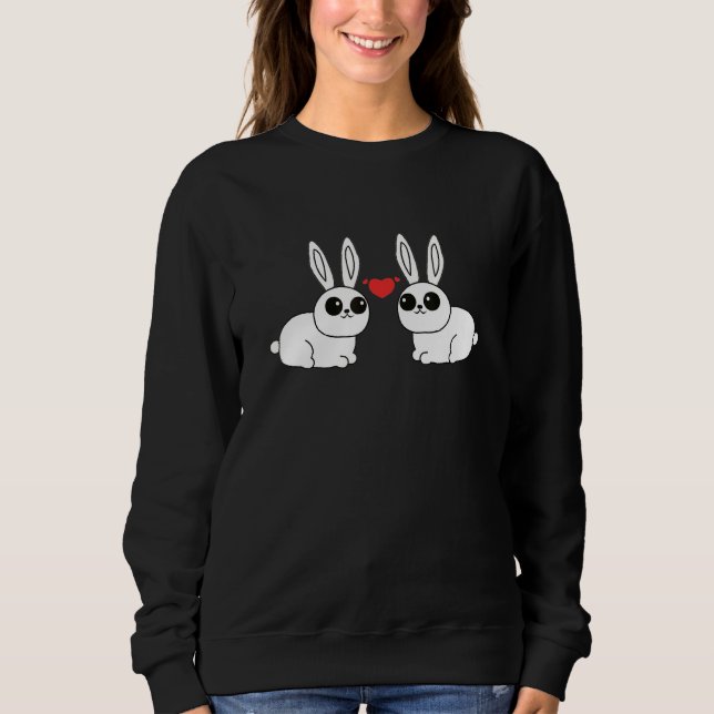 Bunnies In Love Cool Summer Adorable Rabbit Sweatshirt (Front)