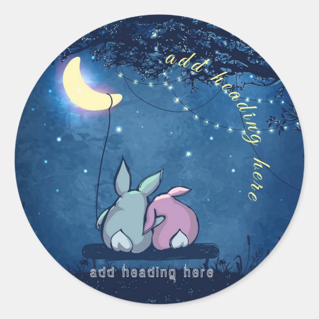 Bunnies In Love Round Sticker (Front)