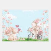 Bunnies in Love Wrapping Paper Flat Sheet Set of 3 (Front 3)