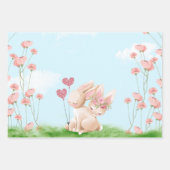Bunnies in Love Wrapping Paper Flat Sheet Set of 3 (Front)