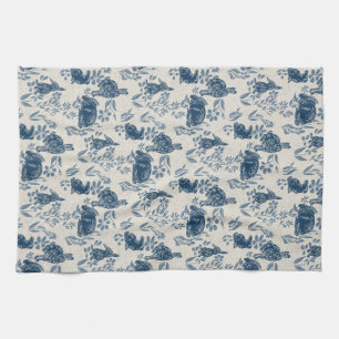 Bunnies in my Flowers —Toile de Jouy Towel