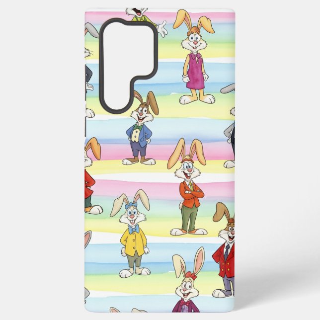  Bunnies in Stripes, by Natasha Us Samsung Galaxy Case (Back)