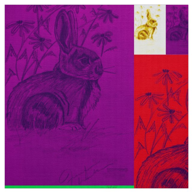 Bunnies in Wild Color Fabric (Swatch)