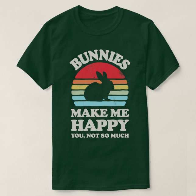 Bunnies Make Me Happy Sunset Retro for Men Women B T-Shirt (Design Front)