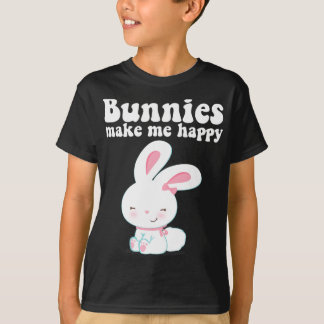 Bunnies Make Me Happy Toddler Girl Kid Mom Cute Ea T-Shirt