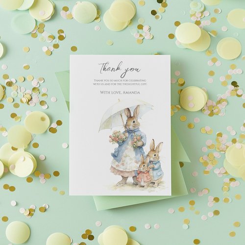 Bunnies mummy Baby Shower Thank You Card