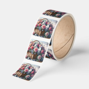 Bunnies Nestled Among Cottage Roses Square Sticker