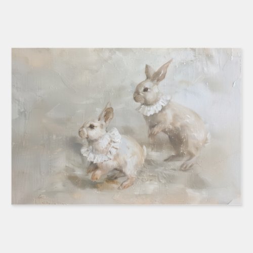 Bunnies _ Oil Painting Style Wrapping Gift Paper