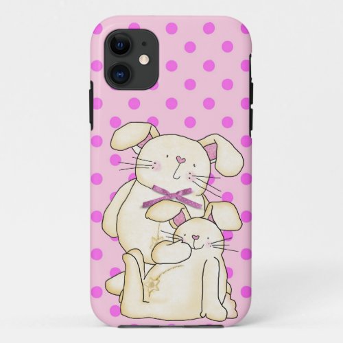 Bunnies on Pink iPhone 11 Case