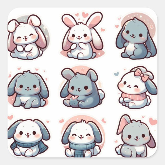 Bunnies part 1 square sticker (Front)