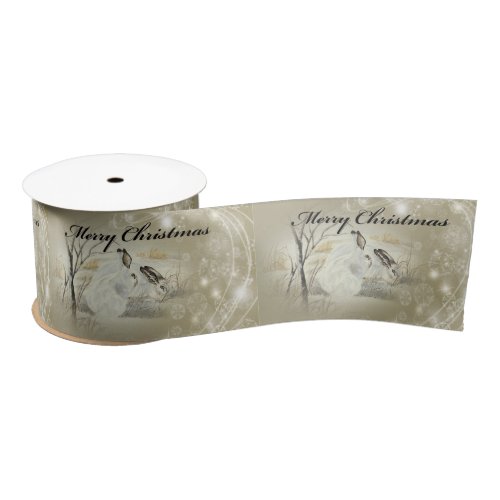 BunniesRabbits Christmas 3 Wide Satin Ribbon