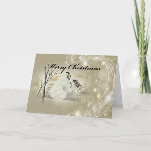 BunniesRabbits Christmas Card envelopes included Holiday Card