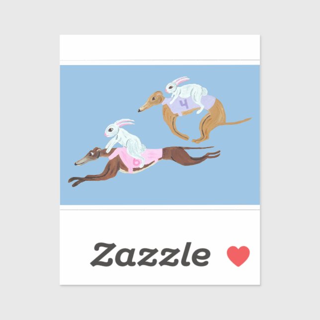 Bunnies riding Greyhounds Sticker (Sheet)