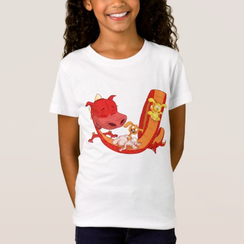 Bunnies sliding on dragon T_Shirt