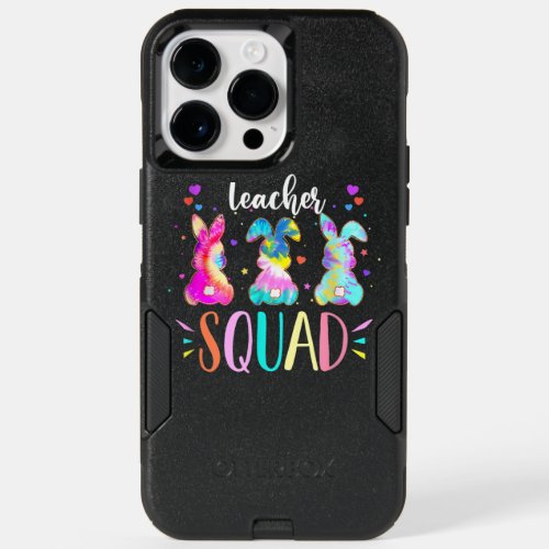 Bunnies Teacher Squad Easter Day Tie Dye  OtterBox iPhone 14 Pro Max Case
