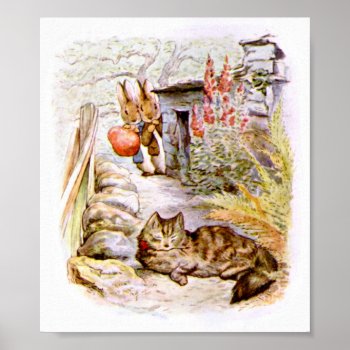 Bunnies Watching Cat Artwork Poster by artisticcats at Zazzle