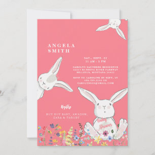 Bunnies & Wildflowers Colorful Baby Shower Invitation