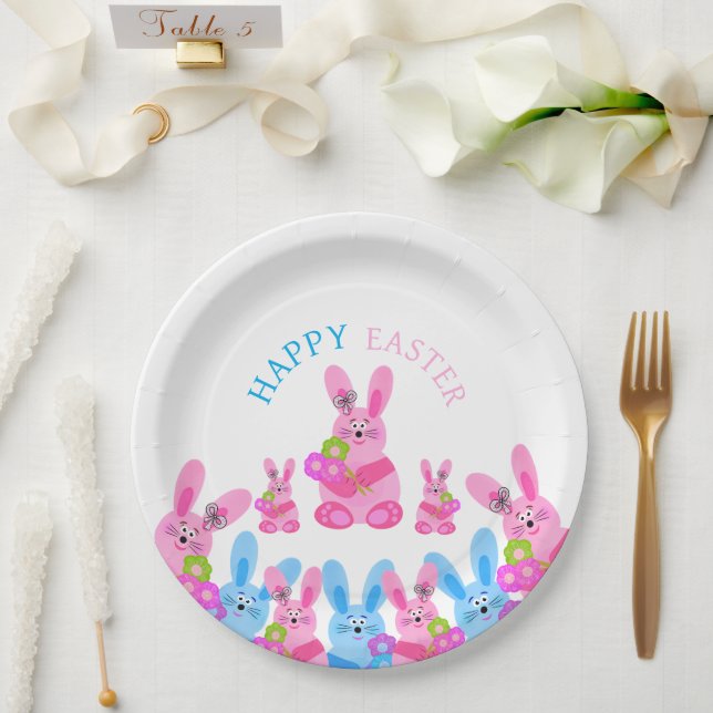 Bunnies with flowers paper plates (Wedding)