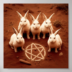 Bunnies with Pentagram Poster